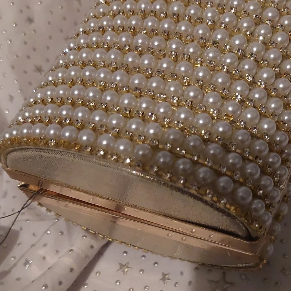 Elegant Pearl-Embellished Clutch